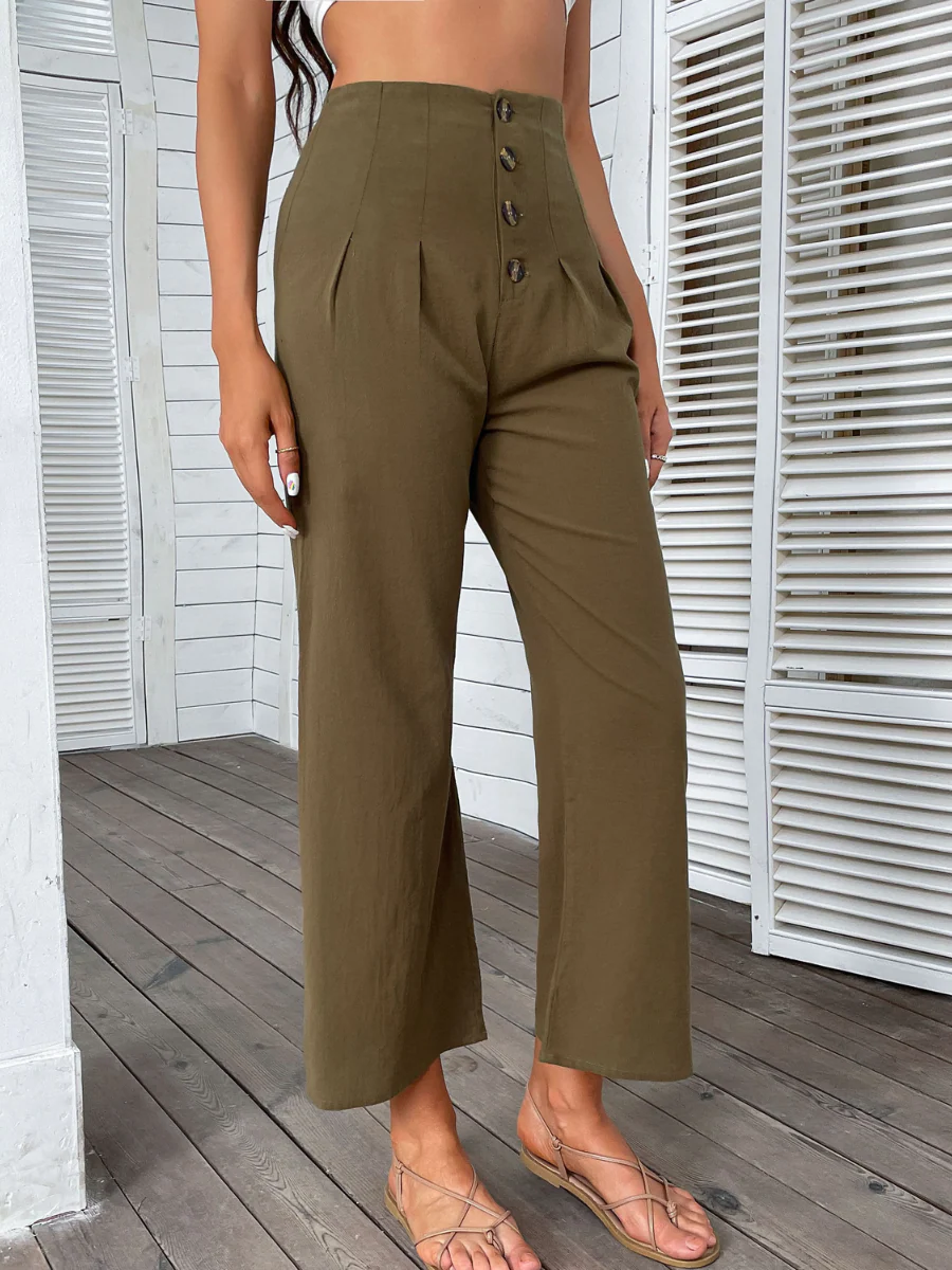 BACK IT LINEN PANTS - OLIVE - Image 2