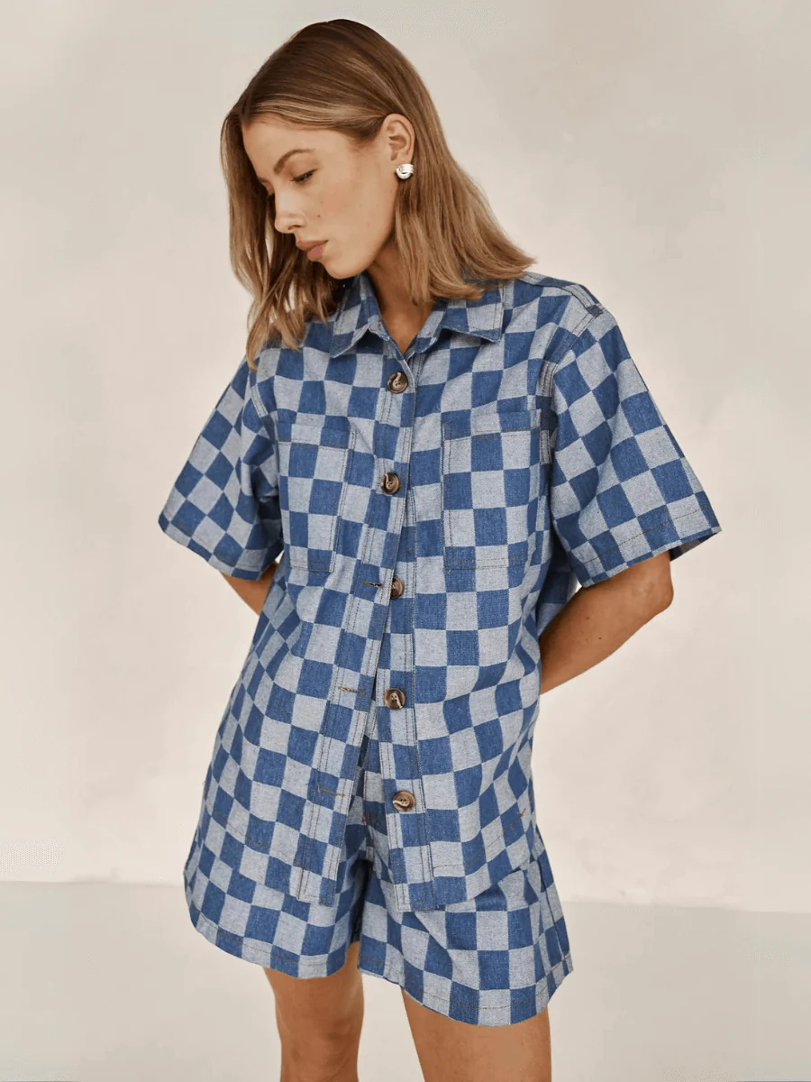 Coco Check Color Block Denim Matching Sets - Image 2