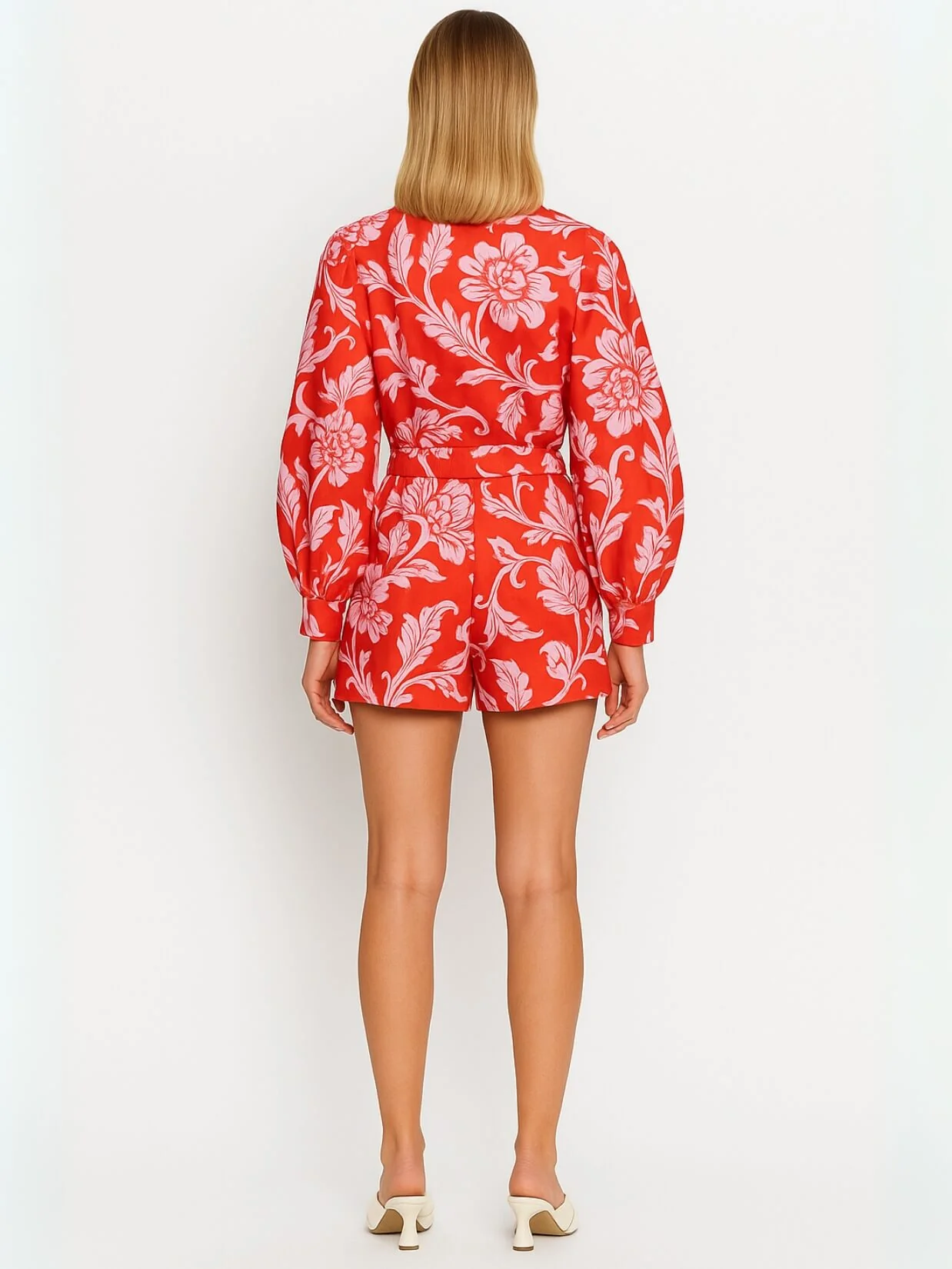 Florentine Floral Belt Waist Romper - Image 11