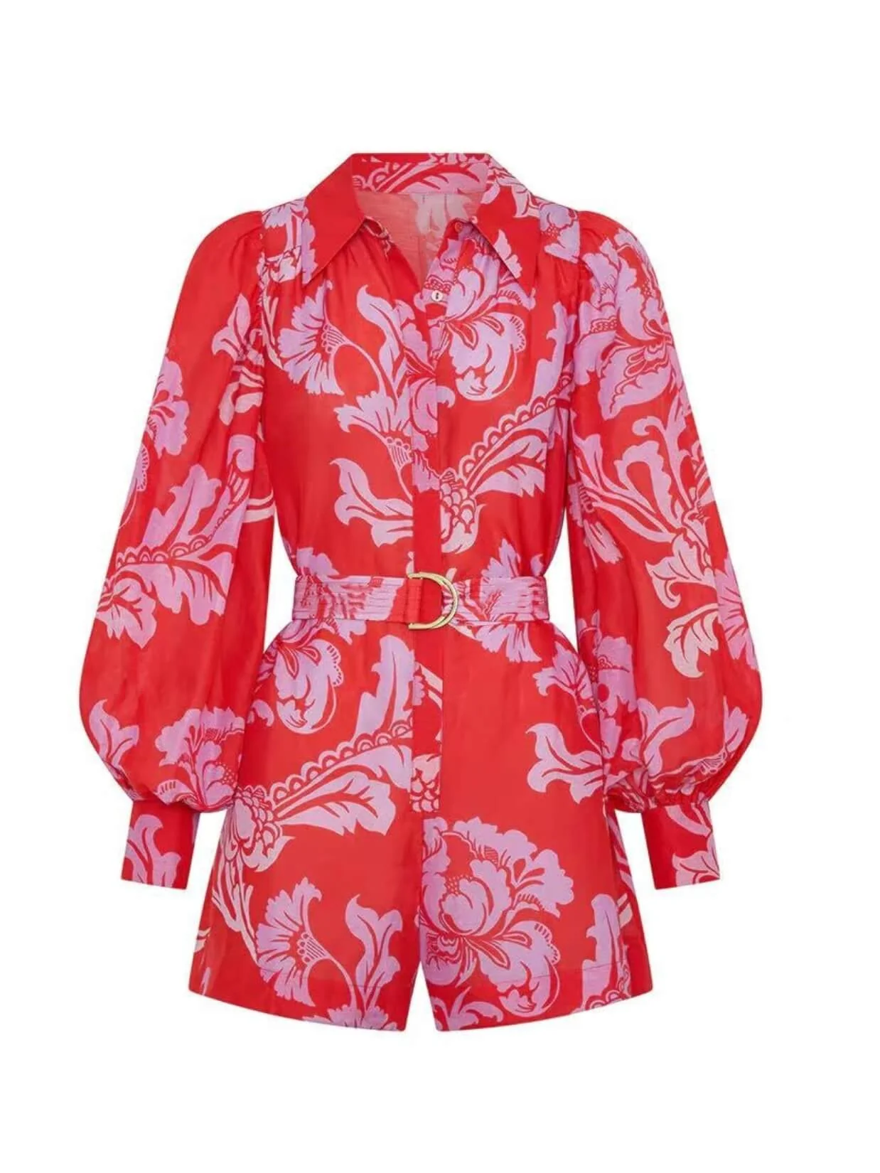 Florentine Floral Belt Waist Romper - Image 6