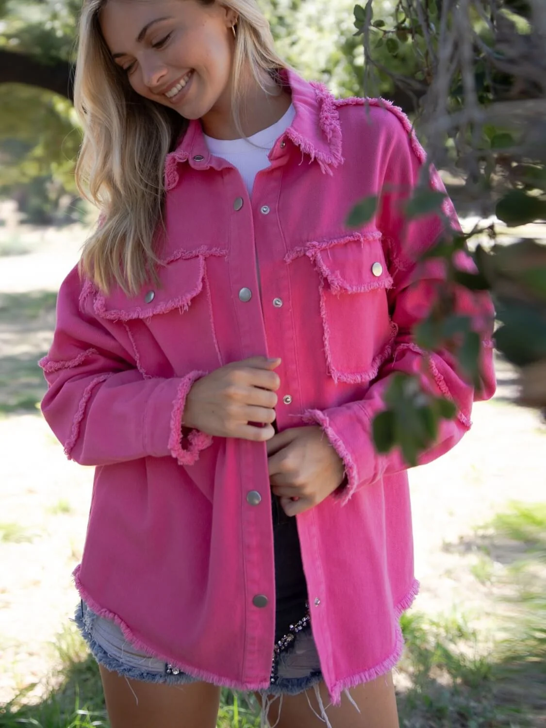 Peace Back Oversized Denim Shacket