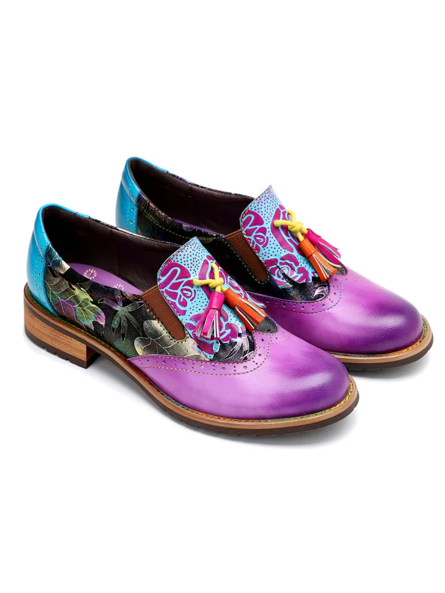 SOFFIA | Purple Tassel Detailed Brogues Oxford - Image 3