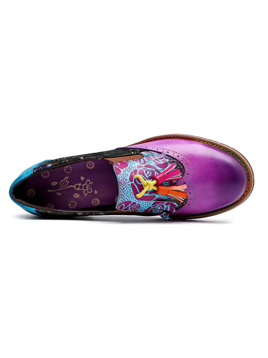 SOFFIA | Purple Tassel Detailed Brogues Oxford - Image 6