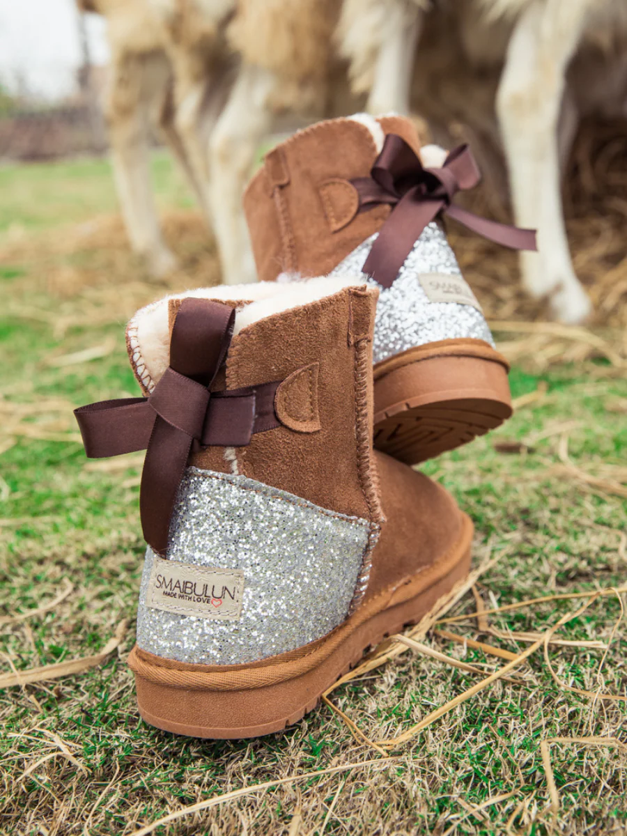 SMAIBULUN Ugg | Sequins Ballet Bow Mini Boots - Chestnut - Image 3