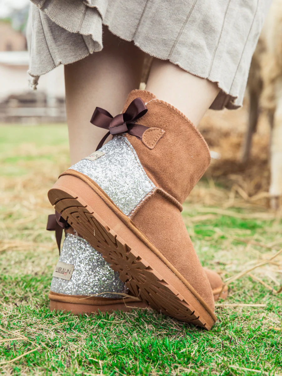 SMAIBULUN Ugg | Sequins Ballet Bow Mini Boots - Chestnut - Image 4