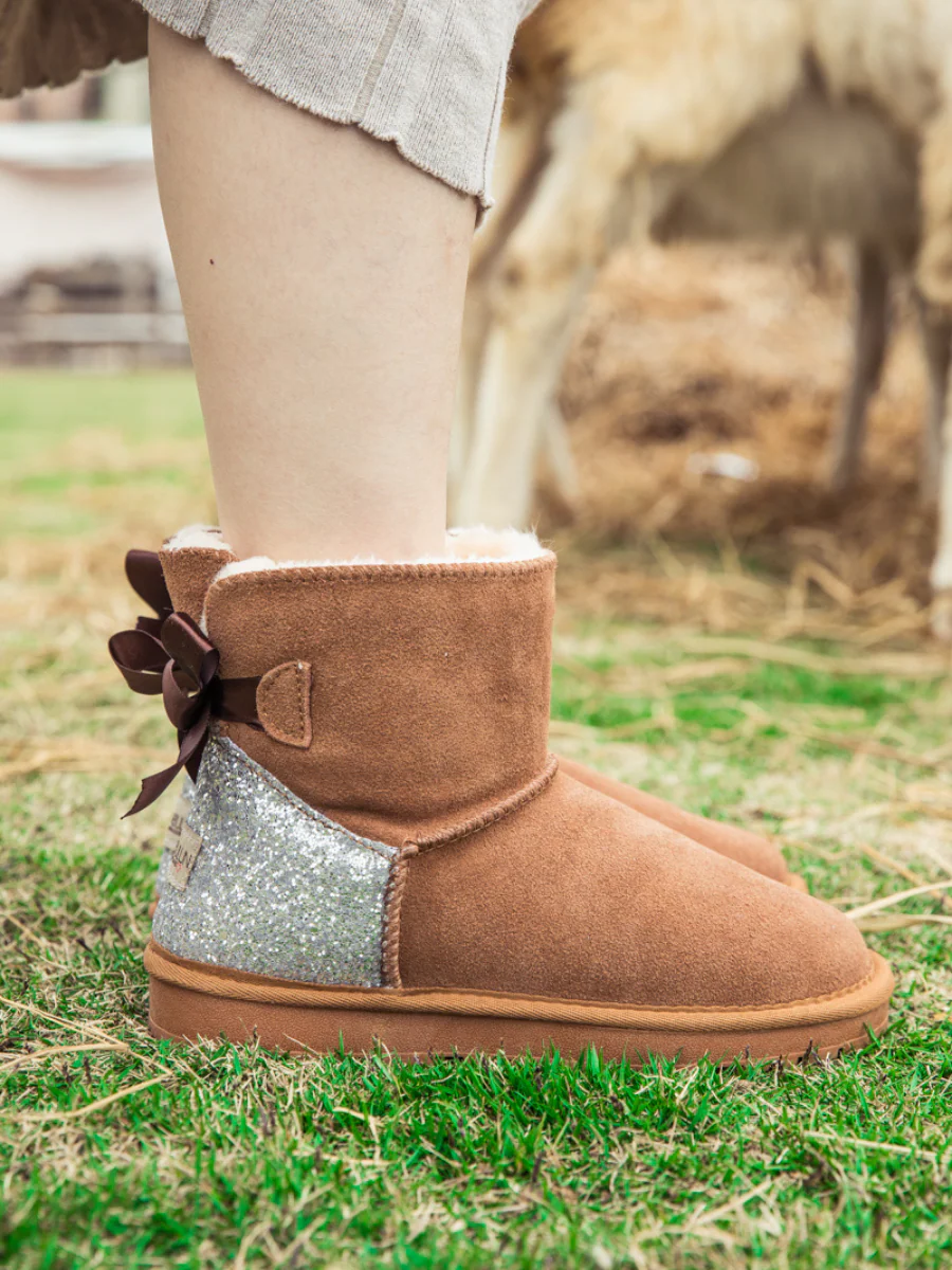 SMAIBULUN Ugg | Sequins Ballet Bow Mini Boots - Chestnut - Image 7