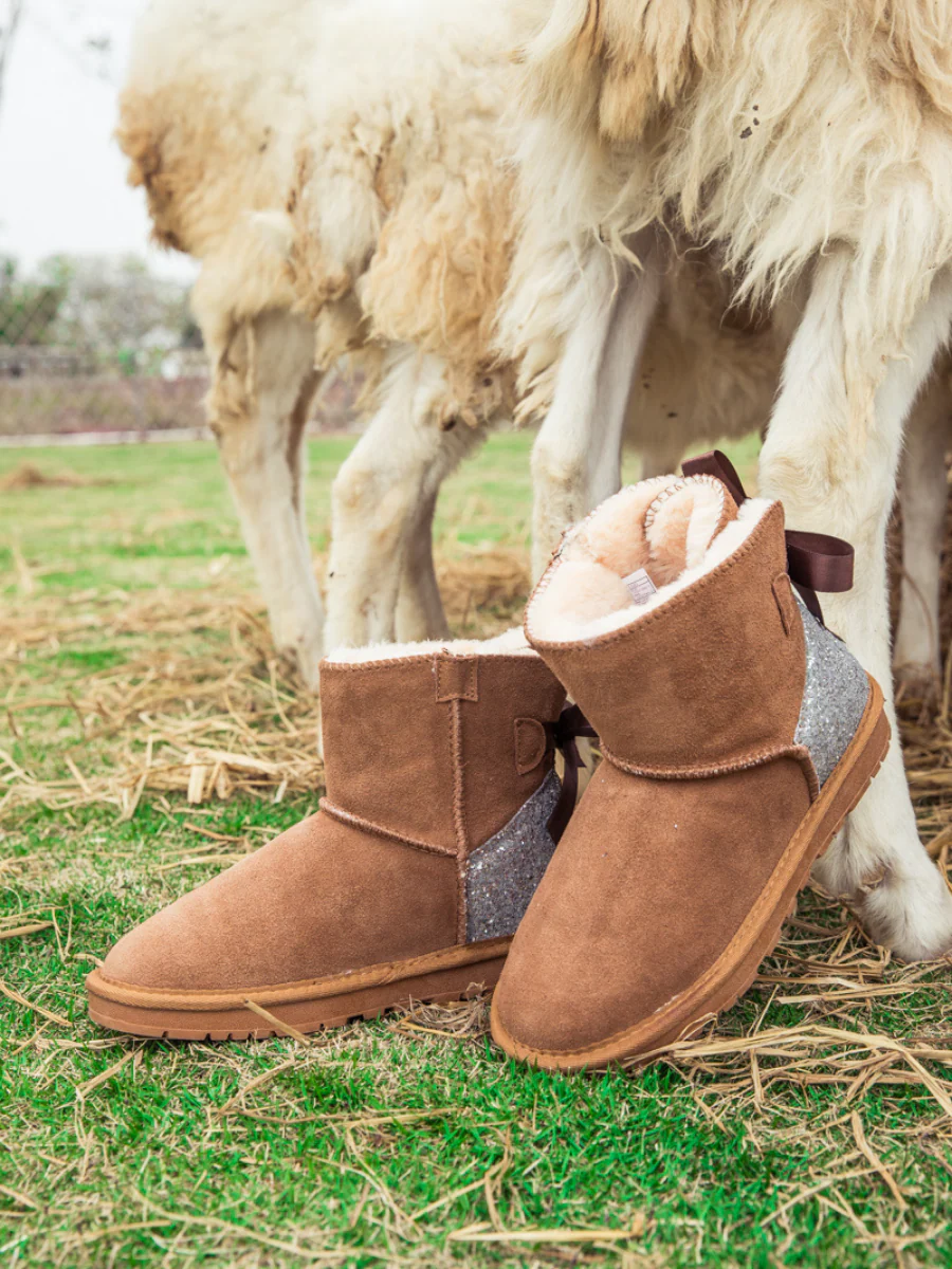SMAIBULUN Ugg | Sequins Ballet Bow Mini Boots - Chestnut - Image 8
