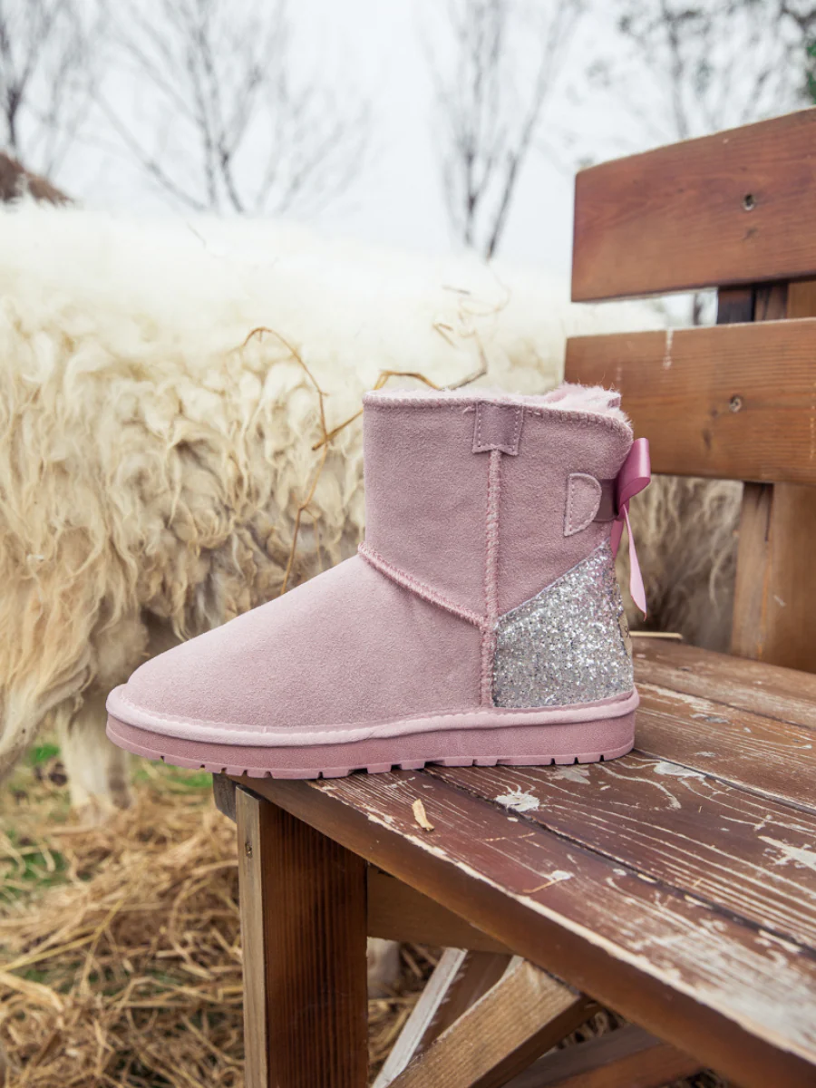 SMAIBULUN Ugg | Sequins Ballet Bow Mini Boots - Pink - Image 5