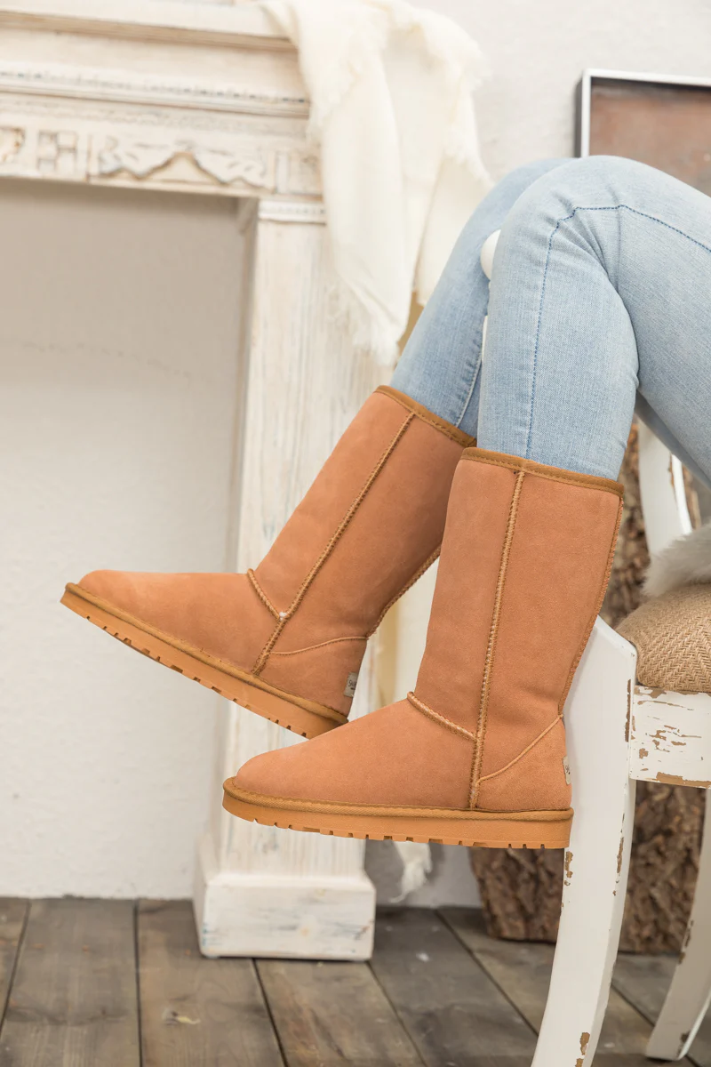 SMAIBULUN Ugg | Classic Suede Mid-Length boots - Chestnut - Image 5