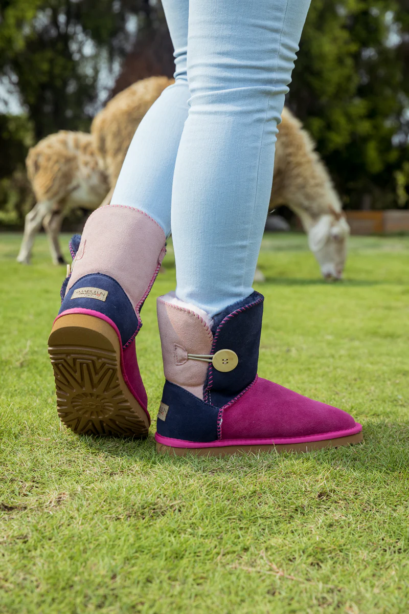 SMAIBULUN Ugg | COLOR BLOCK SIDE BUTTON SUEDE BOOT - FUCHSIA - Image 10