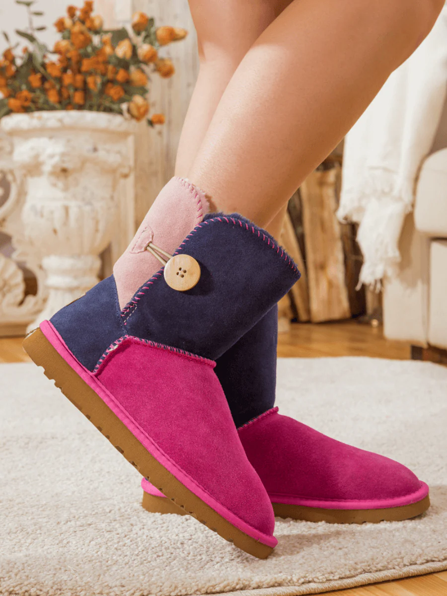 SMAIBULUN Ugg | COLOR BLOCK SIDE BUTTON SUEDE BOOT - FUCHSIA - Image 4