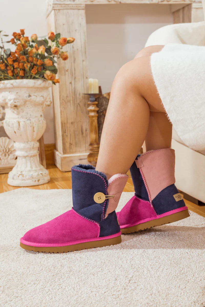 SMAIBULUN Ugg | COLOR BLOCK SIDE BUTTON SUEDE BOOT - FUCHSIA - Image 7