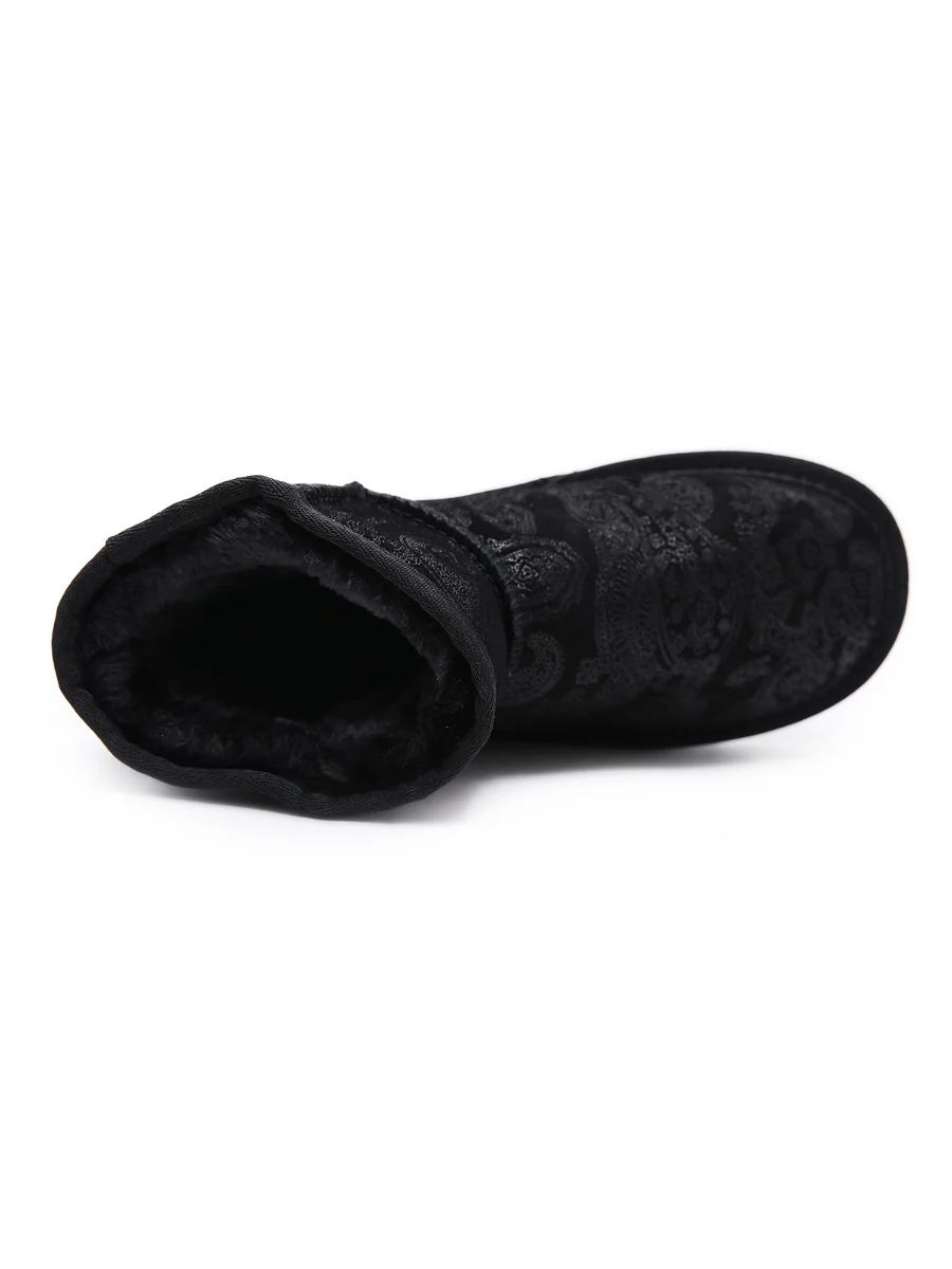 SMAIBULUN Ugg | Embroidered Faux Fur-Lined Leather Suede Boot - Image 11