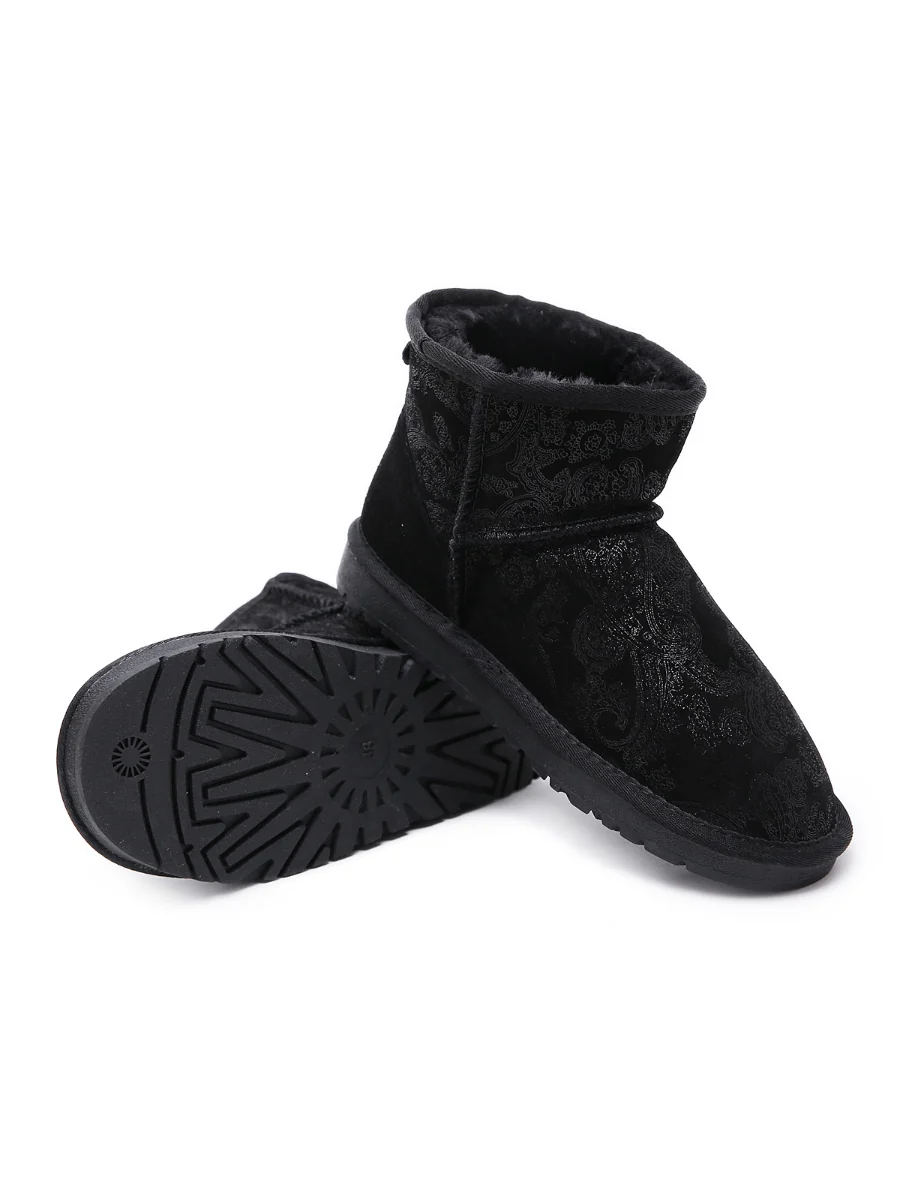 SMAIBULUN Ugg | Embroidered Faux Fur-Lined Leather Suede Boot - Image 12