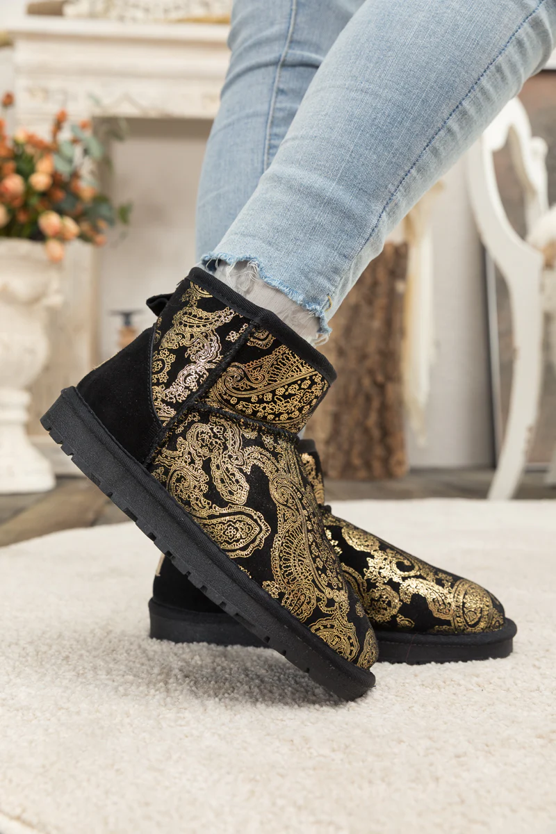 SMAIBULUN Ugg | Embroidered Faux Fur-Lined Leather Suede Boot - Image 3