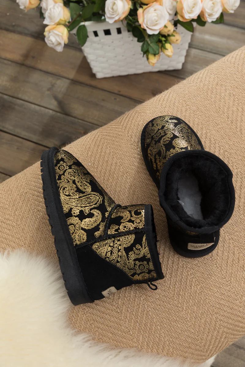 SMAIBULUN Ugg | Embroidered Faux Fur-Lined Leather Suede Boot - Image 6
