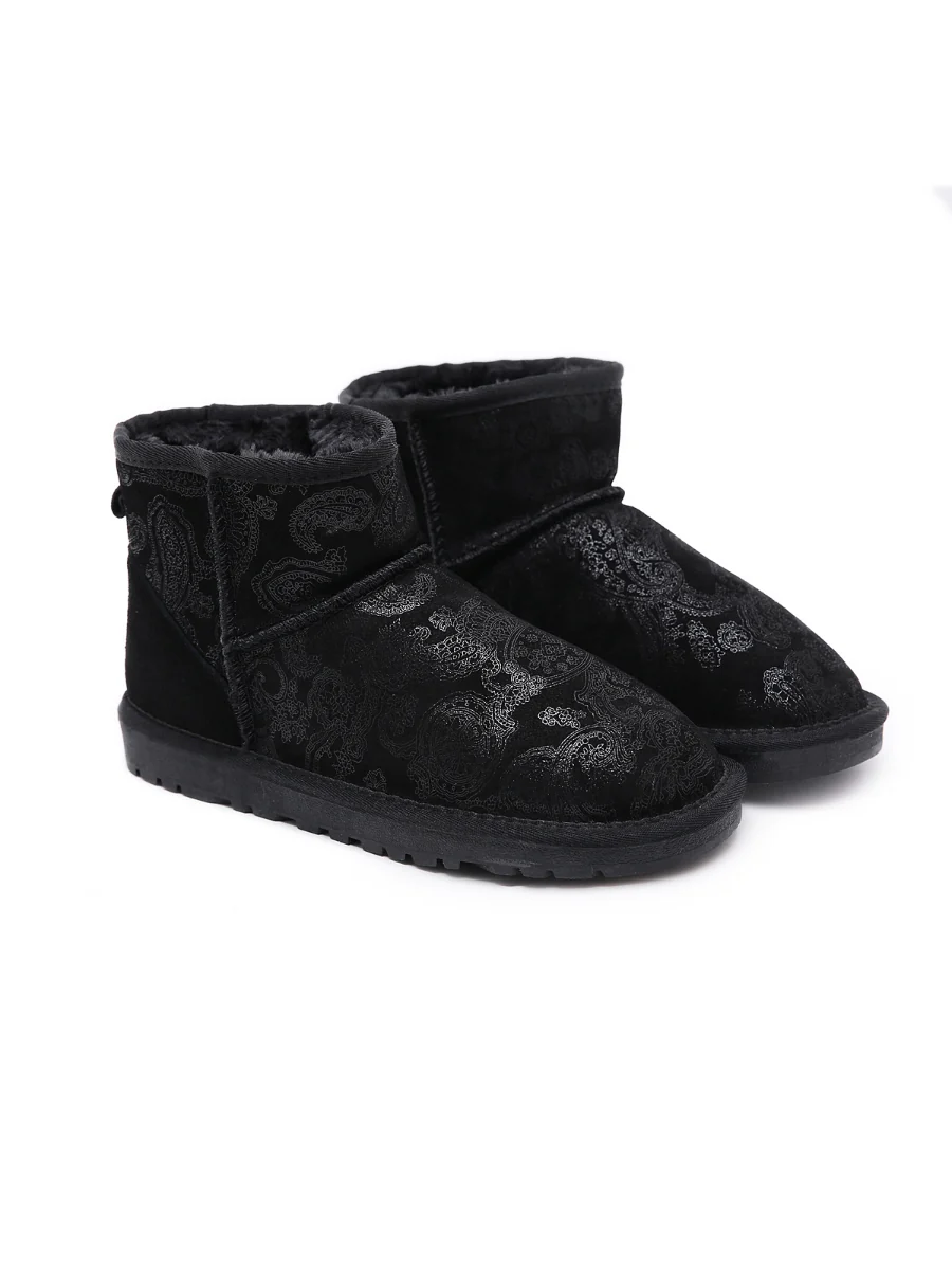 SMAIBULUN Ugg | Embroidered Faux Fur-Lined Leather Suede Boot - Image 9