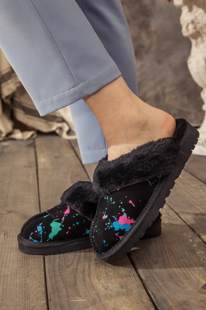 SMAIBULUN Ugg | FAUX FUR LINED SUEDE UPPER SLIPPER - BLACK - Image 3