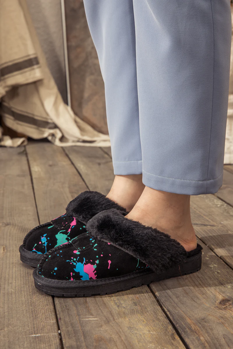 SMAIBULUN Ugg | FAUX FUR LINED SUEDE UPPER SLIPPER - BLACK - Image 4