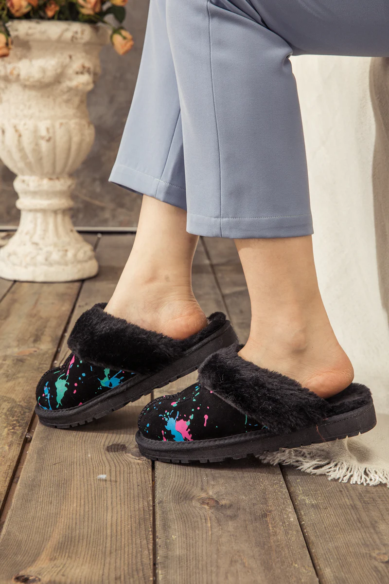 SMAIBULUN Ugg | FAUX FUR LINED SUEDE UPPER SLIPPER - BLACK - Image 6