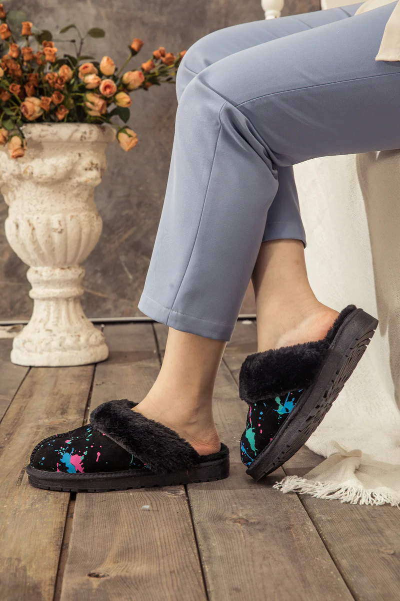 SMAIBULUN Ugg | FAUX FUR LINED SUEDE UPPER SLIPPER - BLACK - Image 7