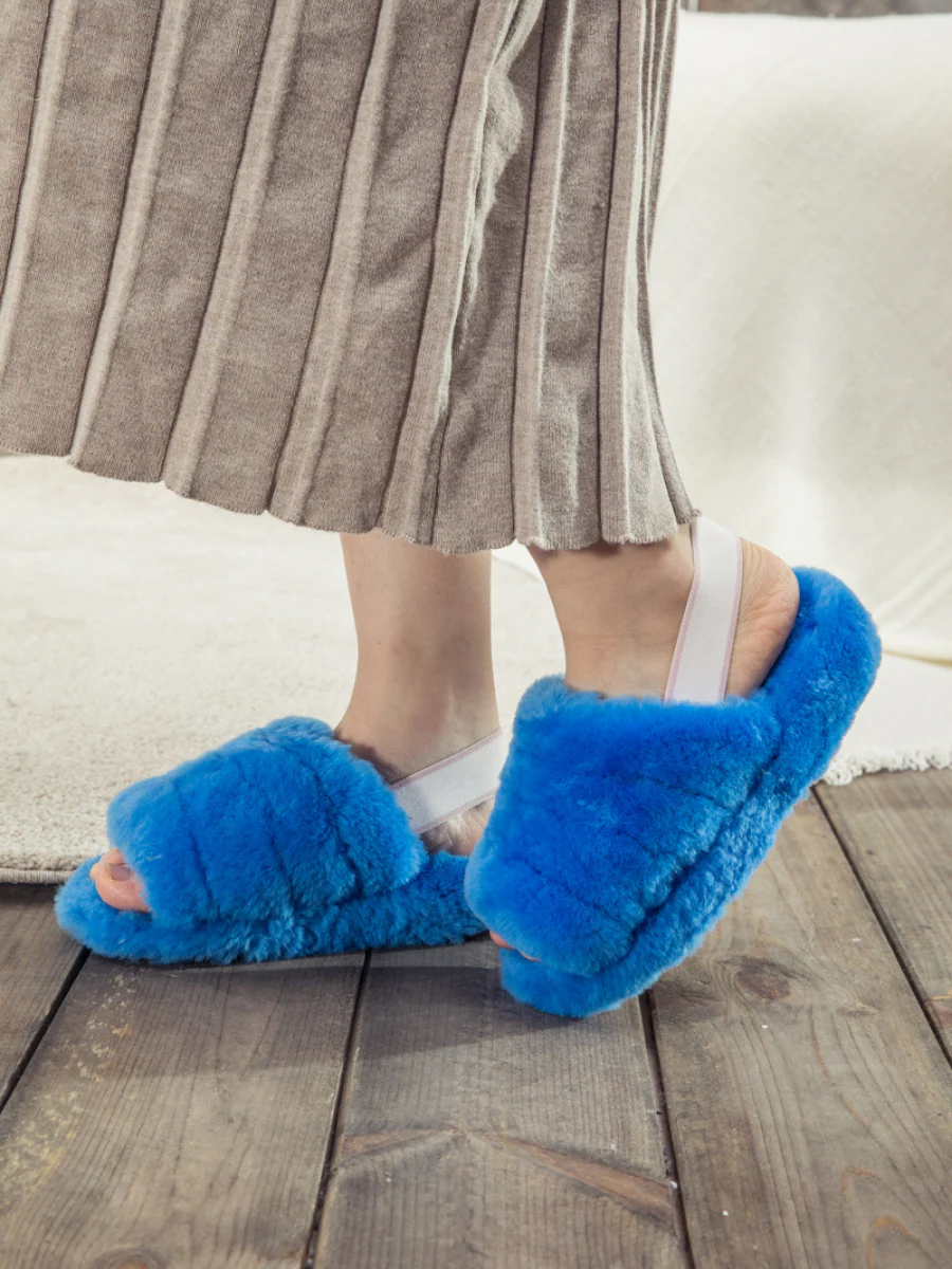 SMAIBULUN Ugg | Fluffy Soft Wool Snug Slipper Sandals - Azure - Image 6