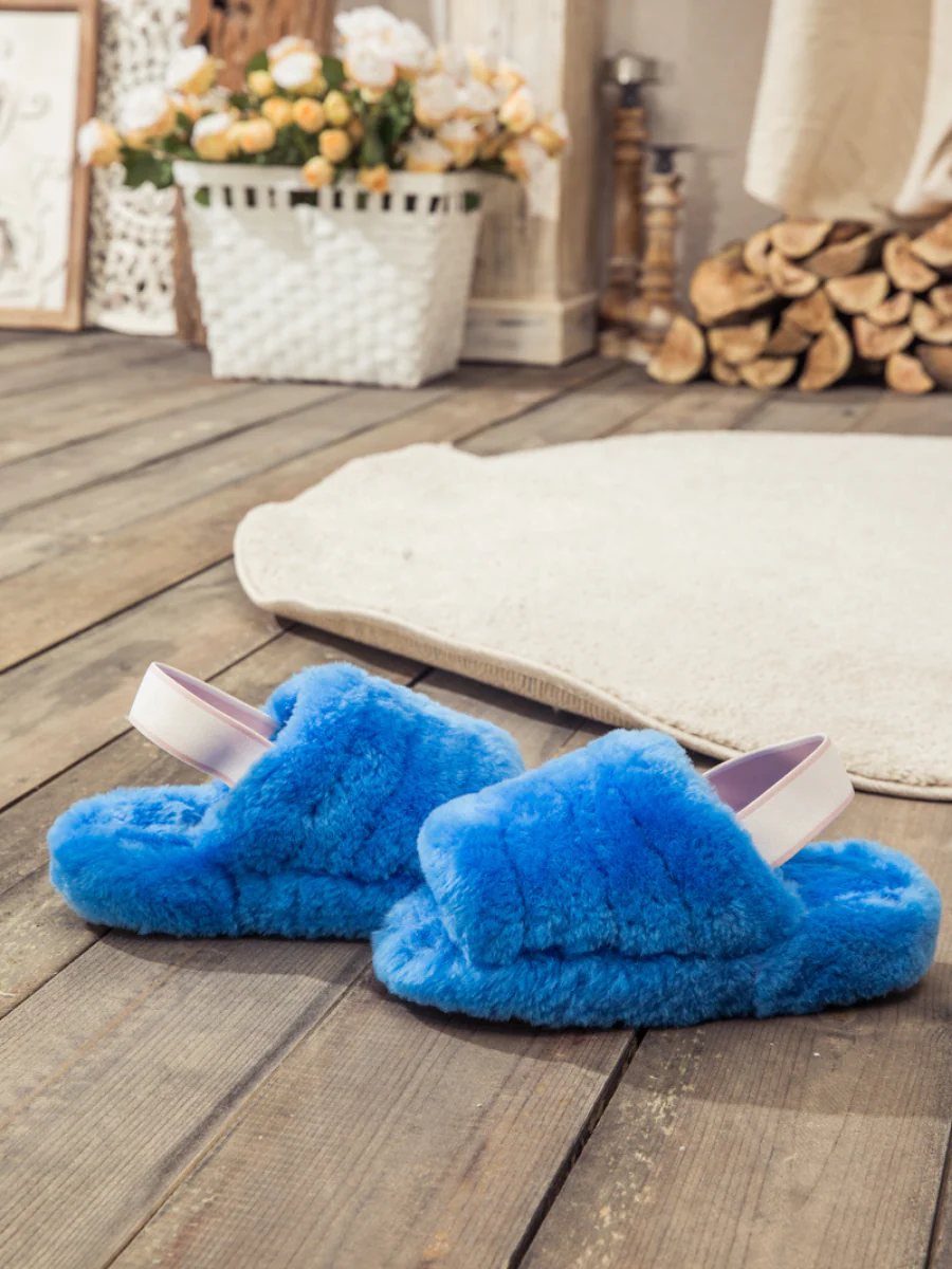 SMAIBULUN Ugg | Fluffy Soft Wool Snug Slipper Sandals - Azure - Image 7