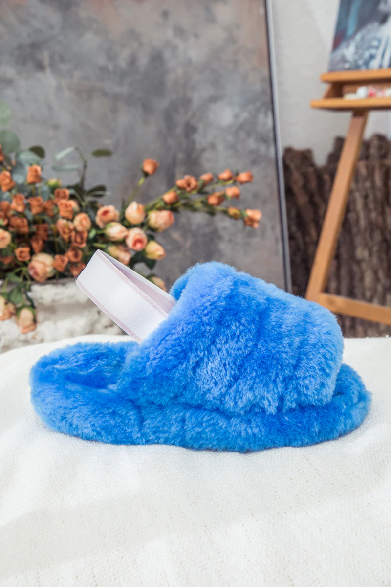 SMAIBULUN Ugg | Fluffy Soft Wool Snug Slipper Sandals - Azure - Image 8
