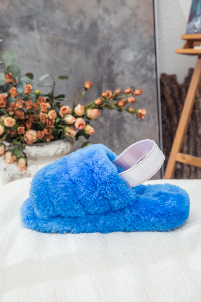 SMAIBULUN Ugg | Fluffy Soft Wool Snug Slipper Sandals - Azure - Image 9