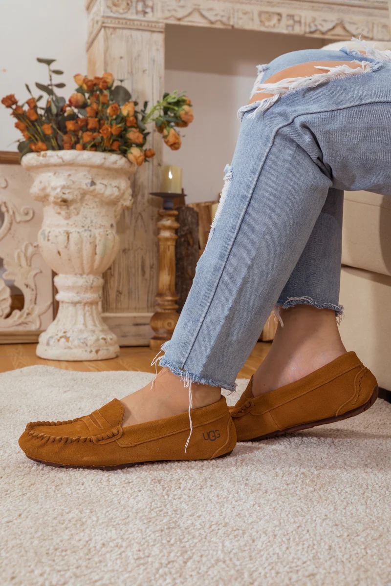 SMAIBULUN Ugg | LEATHER SUEDE MOCCASIN LOAFER - CHESTNUT - Image 6