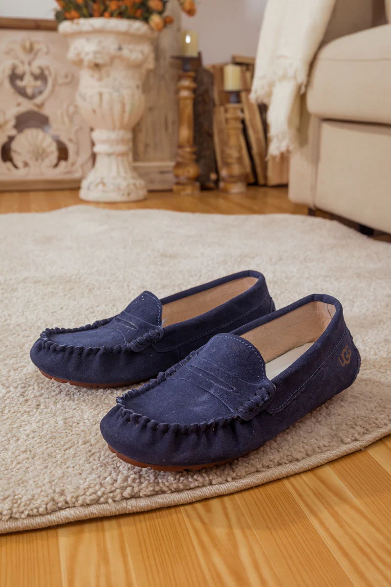 SMAIBULUN Ugg | LEATHER SUEDE MOCCASIN LOAFER - NAVY - Image 9