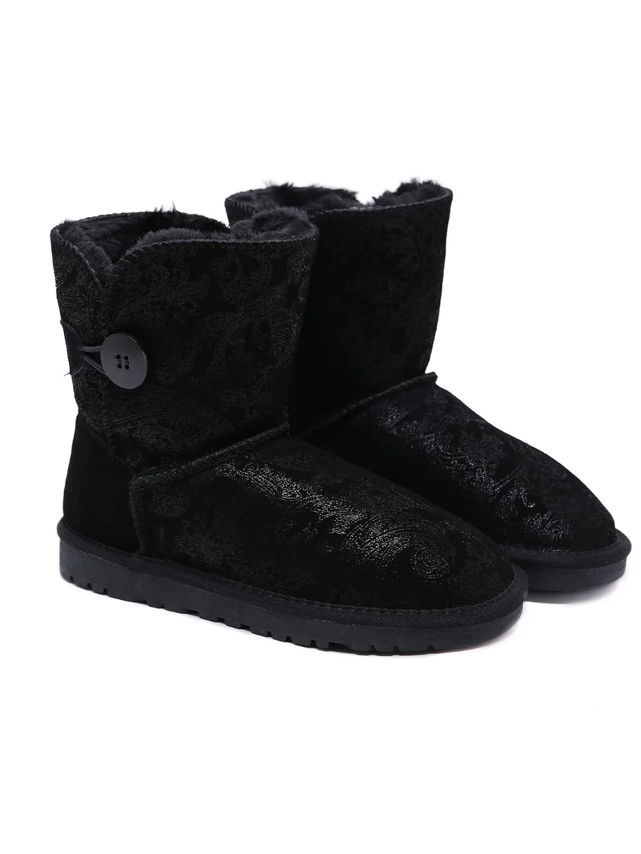SMAIBULUN Ugg | Faux Fur-Lined Side Button Shearling Boots - Image 9