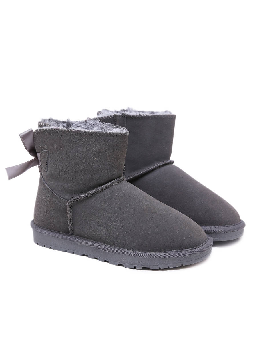 SMAIBULUN Ugg | Ribbon Bow Faux Fur-Lined Mini Ugg Boots - Image 15