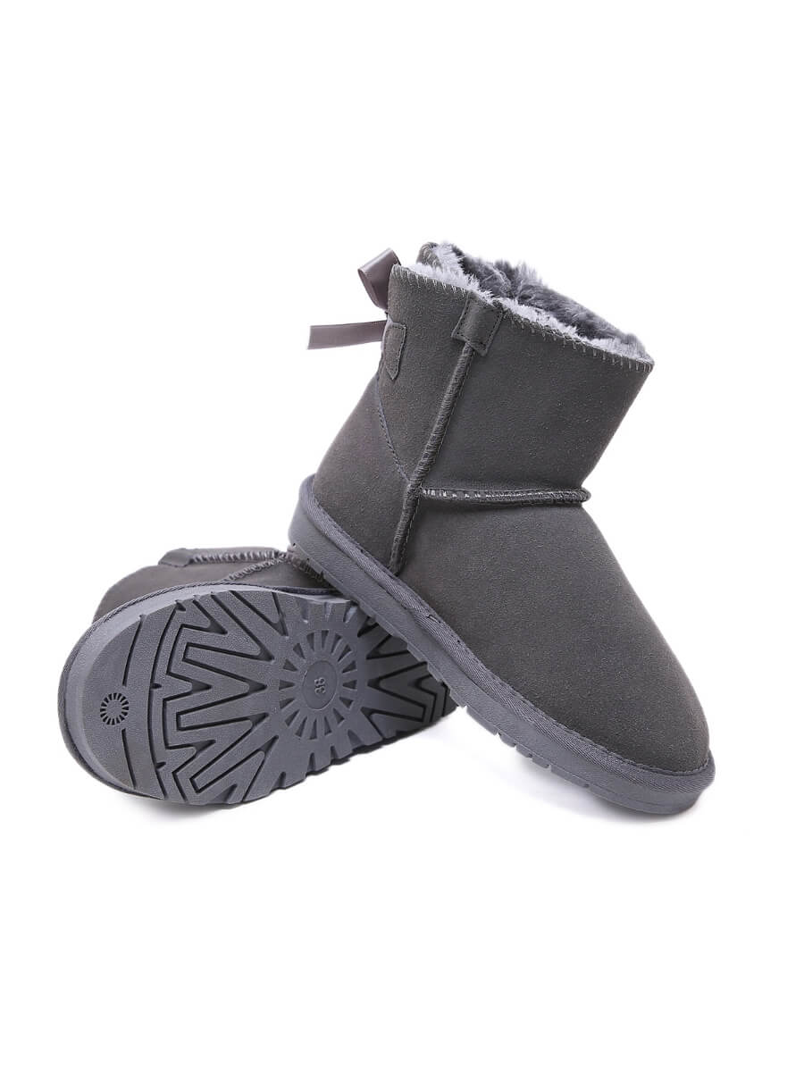 SMAIBULUN Ugg | Ribbon Bow Faux Fur-Lined Mini Ugg Boots - Image 18