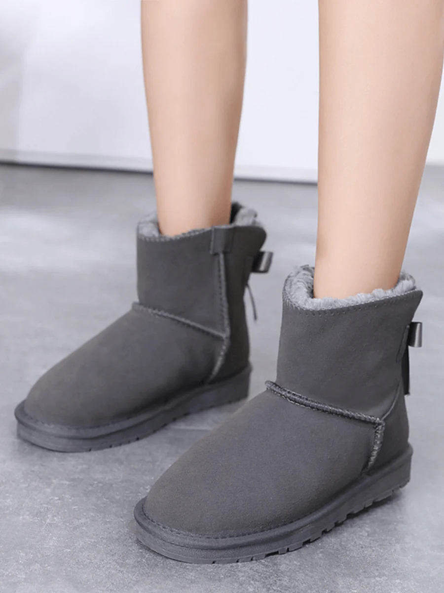 SMAIBULUN Ugg | Ribbon Bow Faux Fur-Lined Mini Ugg Boots - Image 19