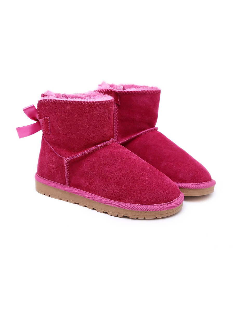 SMAIBULUN Ugg | Ribbon Bow Faux Fur-Lined Mini Ugg Boots - Image 24