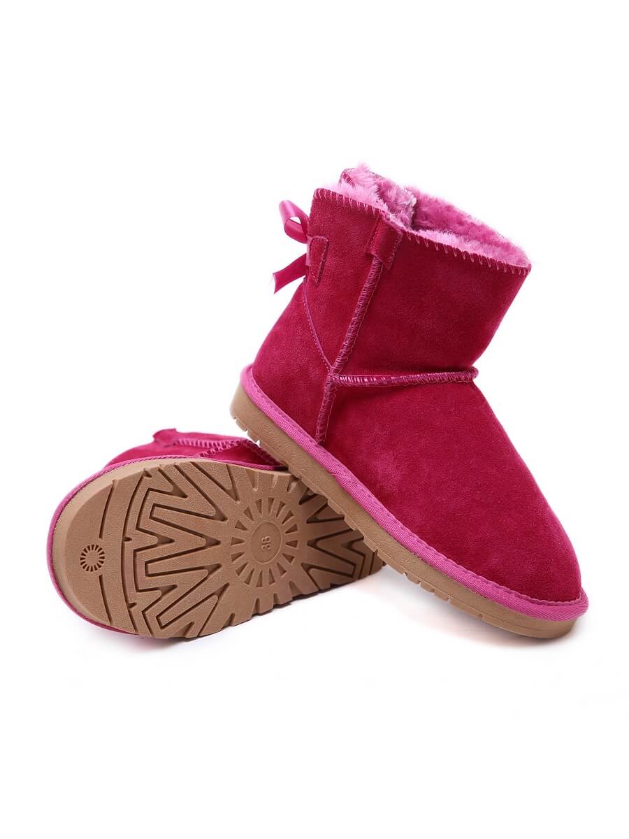SMAIBULUN Ugg | Ribbon Bow Faux Fur-Lined Mini Ugg Boots - Image 27