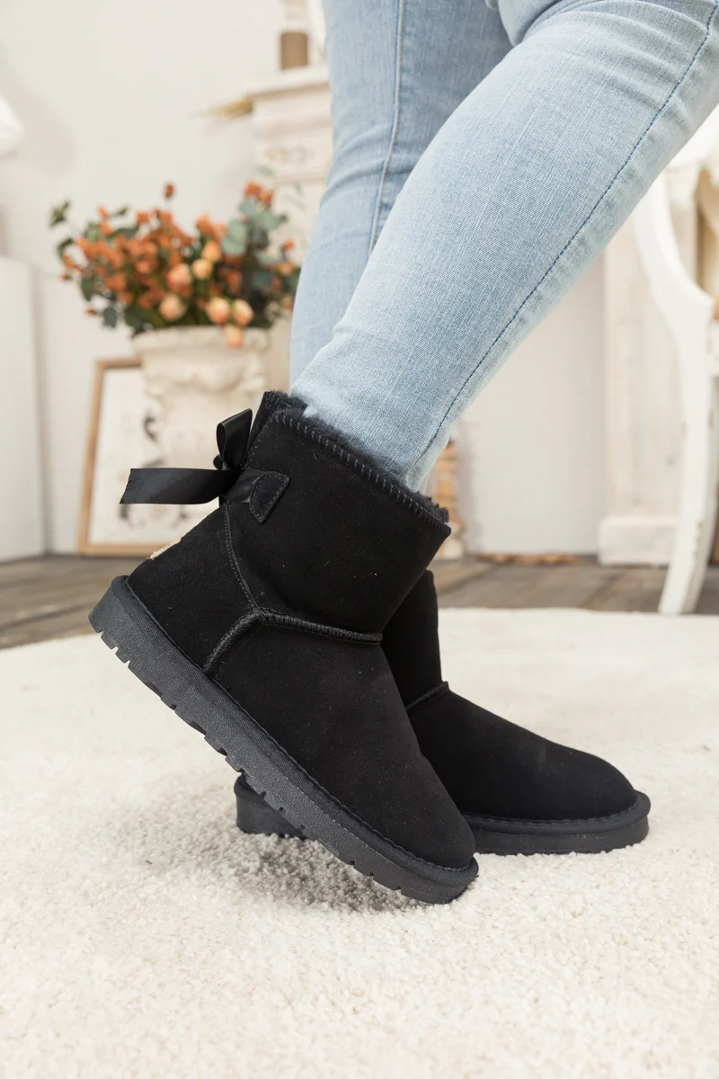 SMAIBULUN Ugg | Ribbon Bow Faux Fur-Lined Mini Ugg Boots - Image 8