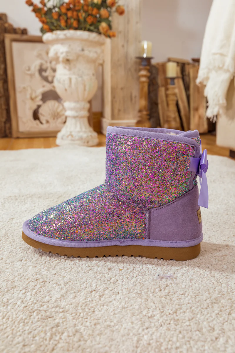 SMAIBULUN Ugg | RIBBON BALLET BOW SHIMMER BLING BOOTS - LAVENDER - Image 10