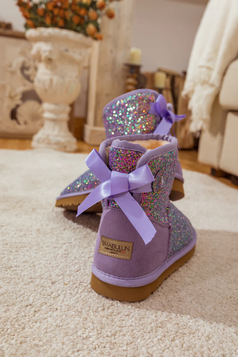 SMAIBULUN Ugg | RIBBON BALLET BOW SHIMMER BLING BOOTS - LAVENDER - Image 7