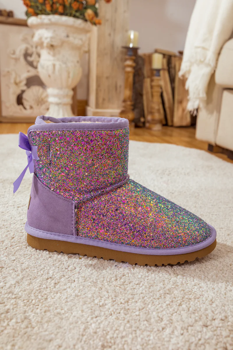 SMAIBULUN Ugg | RIBBON BALLET BOW SHIMMER BLING BOOTS - LAVENDER - Image 9