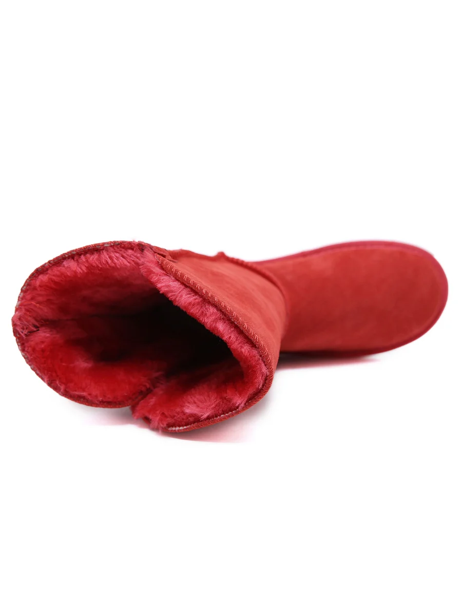 SMAIBULUN Ugg | Side Button Faux Fur-Lined Leather Suede Boots - pink - Image 13