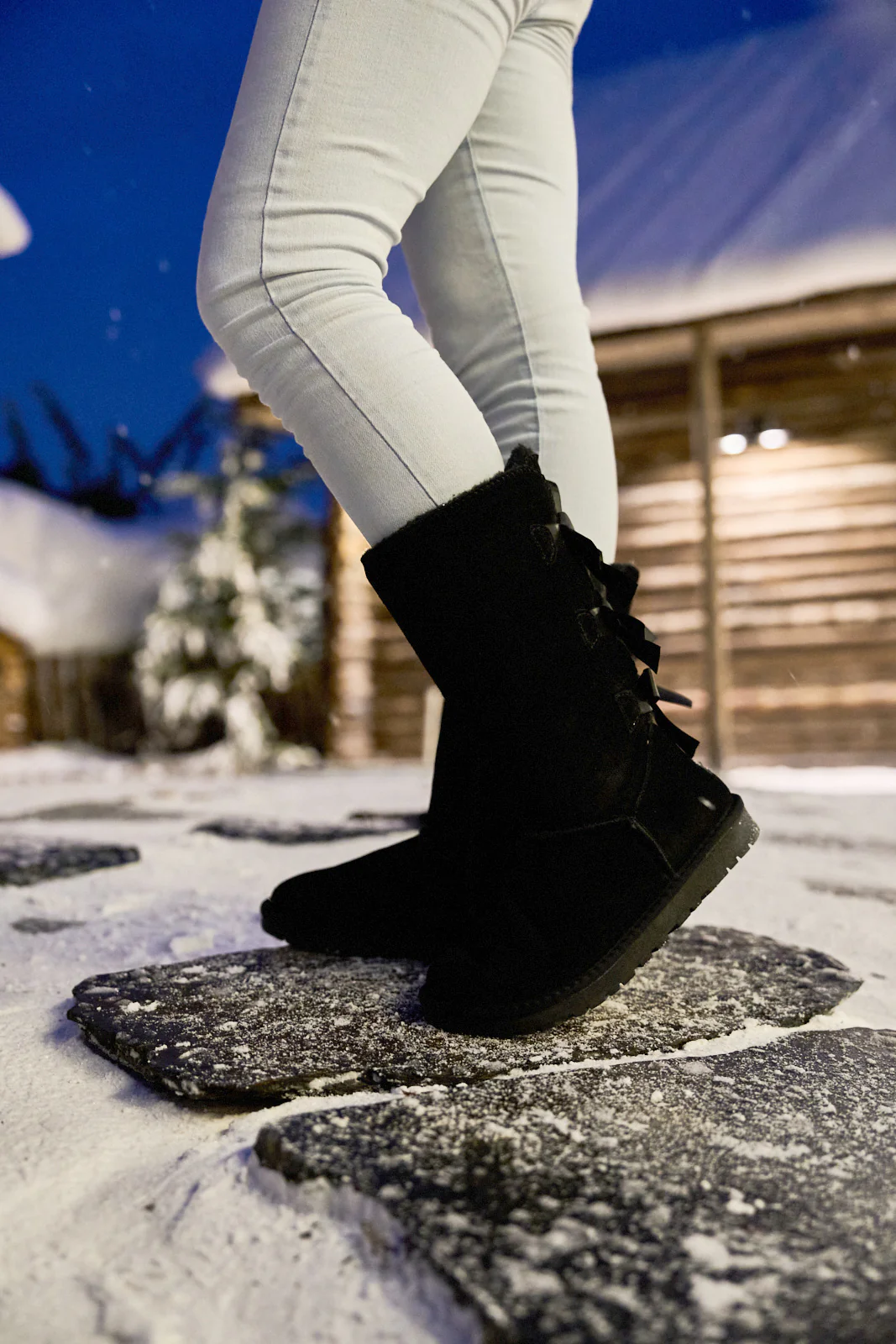 SMAIBULUN Ugg | Tri Ribbon Bow Suede Boots - Black - Image 7