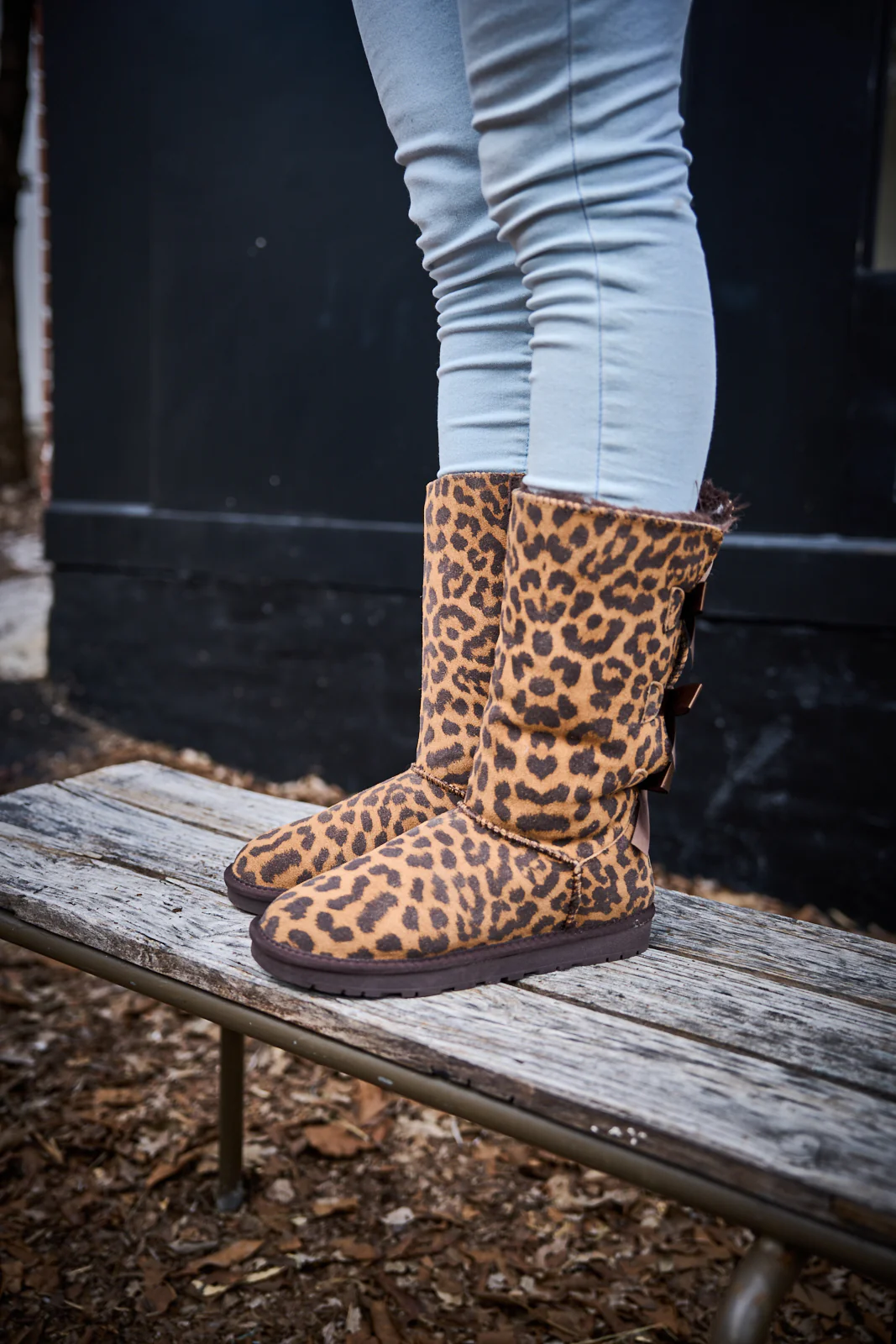 SMAIBULUN Ugg | Tri Ribbon Bow Suede Boots - cheetah - Image 6