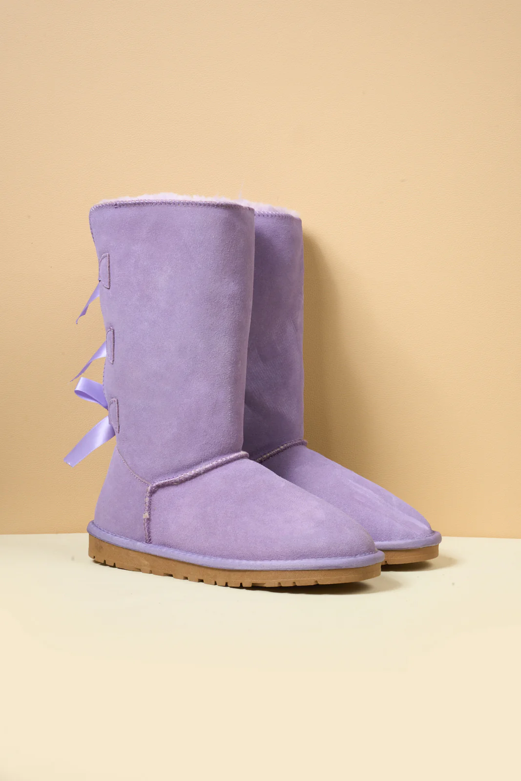 SMAIBULUN Ugg | Tri Ribbon Bow Suede Boots - lavender - Image 10