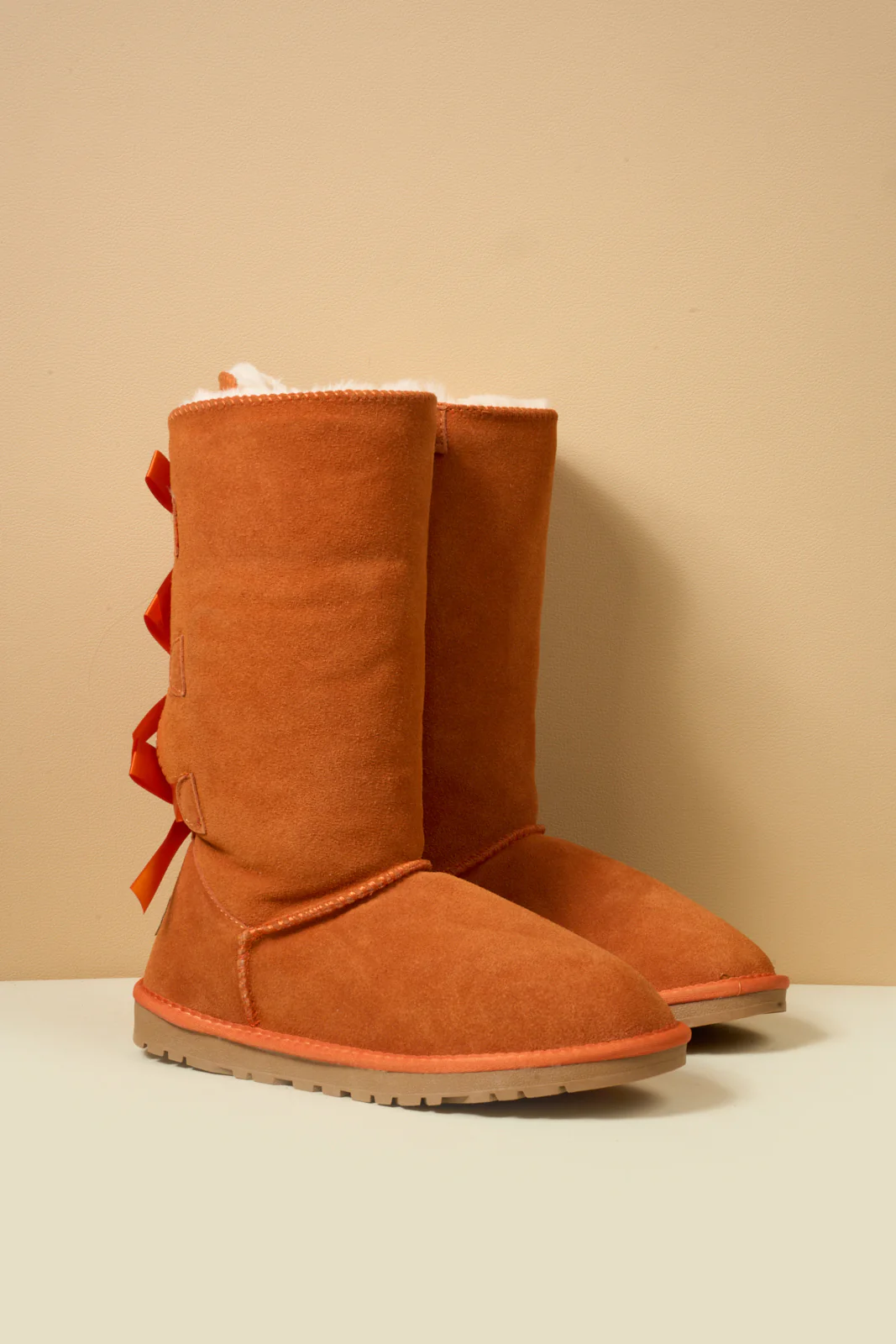 SMAIBULUN Ugg | Tri Ribbon Bow Suede Boots - Orange - Image 10