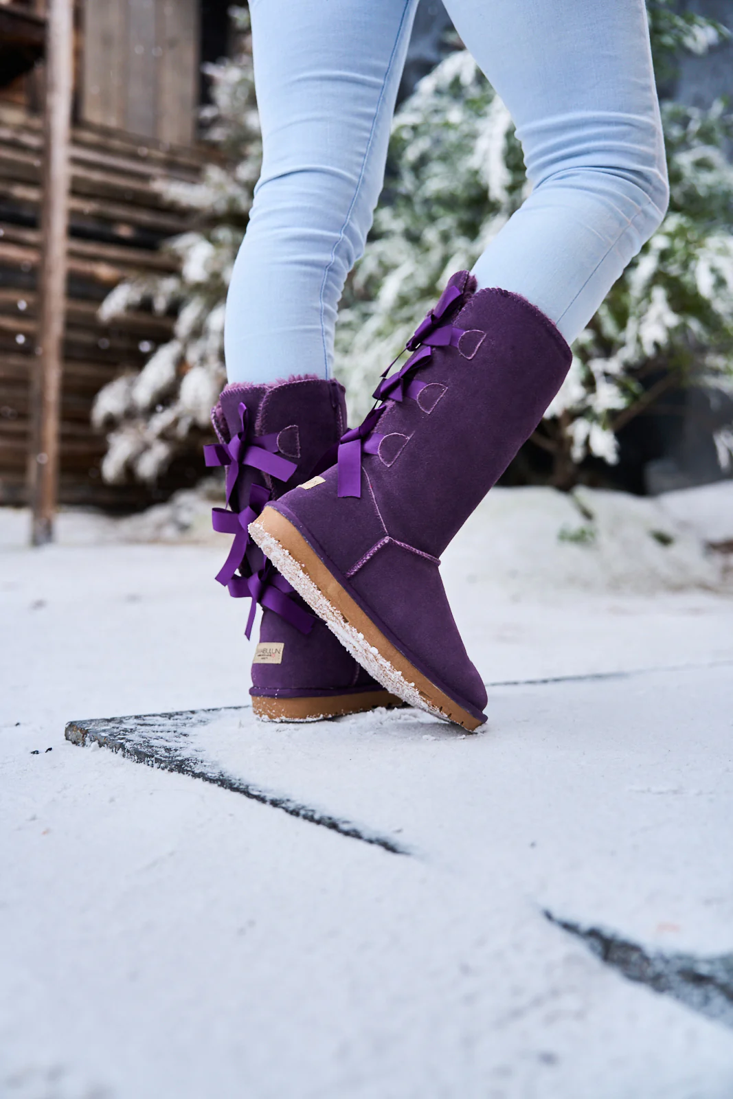 SMAIBULUN Ugg | Tri Ribbon Bow Suede Boots - Purple - Image 7