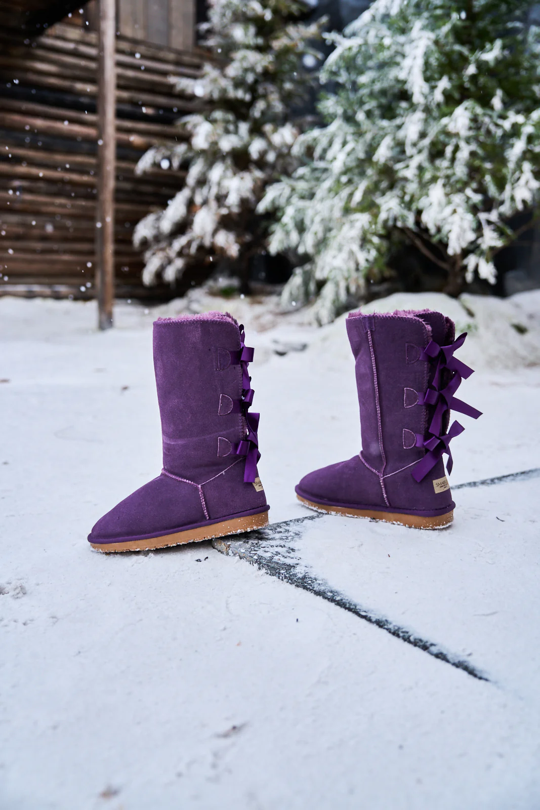 SMAIBULUN Ugg | Tri Ribbon Bow Suede Boots - Purple - Image 8