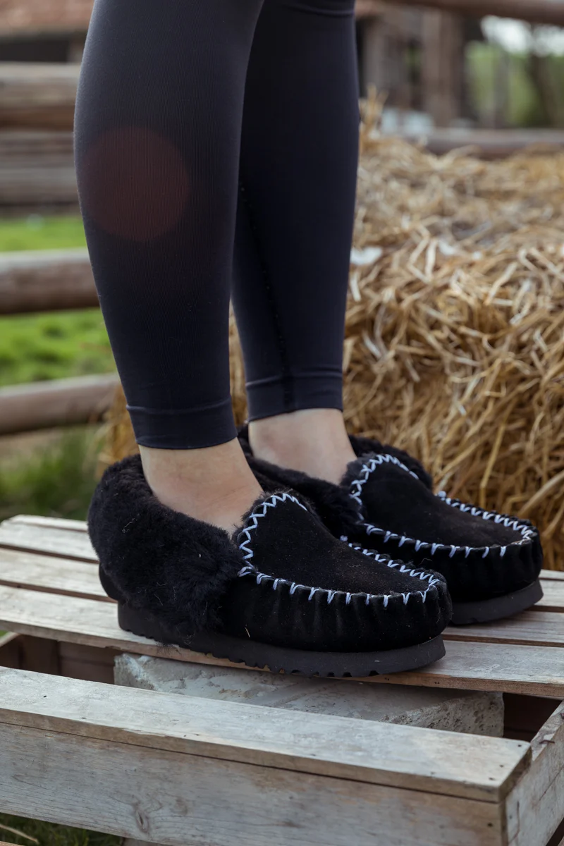 SMAIBULUN Ugg | WOOL LINED SUEDE TASMAN SLIPPER MOCCASIN - BLACK - Image 5