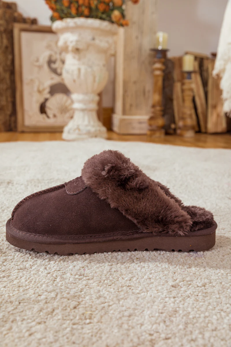 SMAIBULUN Ugg | WOOL LINED SUEDE SLIPPER - BROWN - Image 10
